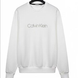 Calvin Klein white Cotton Crewneck Logo Pullover Sweatshirt Men's - Medium